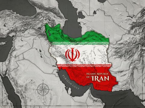 Map of the islamic republic of iran with national flag design