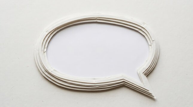 speech bubble made of paper cutouts on white background