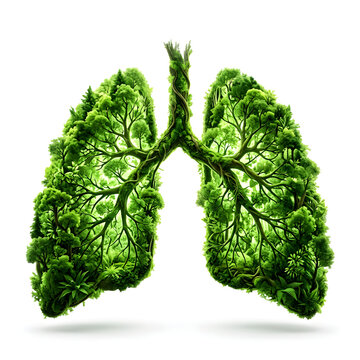Human Lungs Formed by Lush Green Trees and Branches Concept