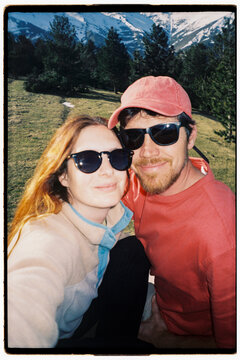 Selfie of couple in the mountain 