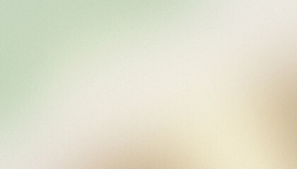 Fototapeta premium Minimalist abstract panoramic pastel background with soft sage green, champagne and warm sandy beige glowing diagonal gradient transitions with grainy texture