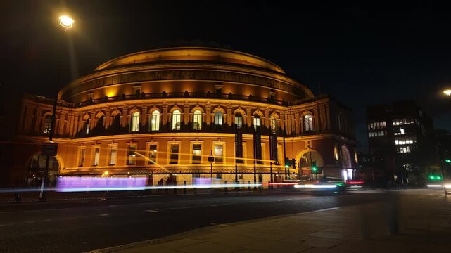 Exterior of the famous Royal Albert Hall concert venue (building) and The Albert Memorial in South Kensington, London. Opera theater in England, UK | May 02 2026