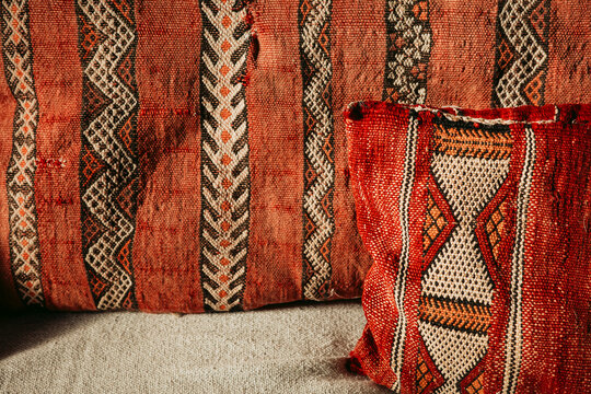 Colorful Woven Textiles on Display in a Cozy Setting