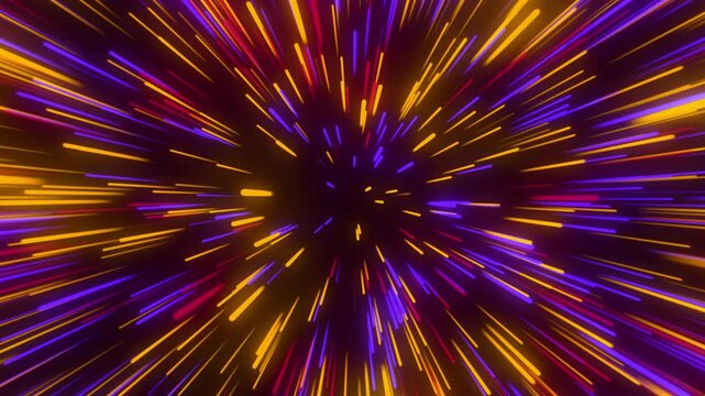 Colorful Neon Light Streaks Radial Burst Warp Speed Motion Graphics 4K.