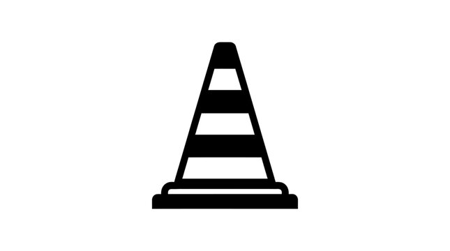 Traffic cone silhouette against a white background simple vector graphic