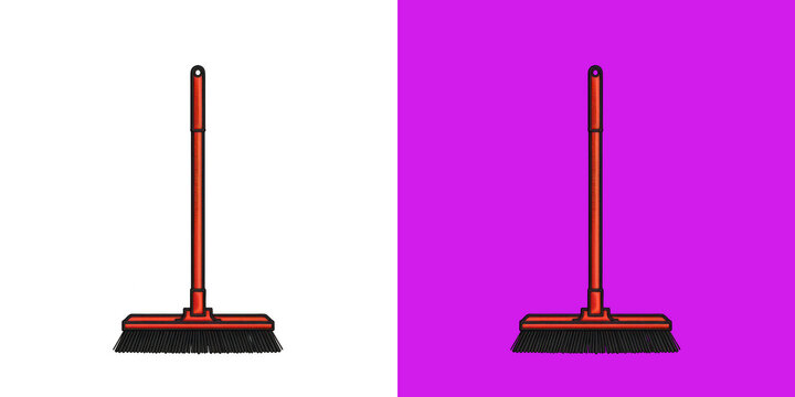 Red push broom cleaning tool transparent png