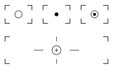 Set of camera viewfinder focus frames and reticles for photography and video recording interface isolated on transparent background © NURJAHAN