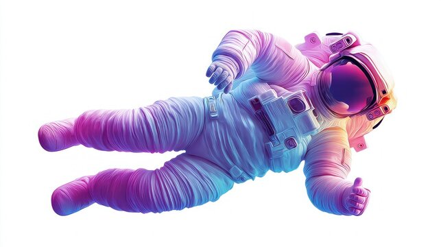 Astronaut floating in colorful space dream