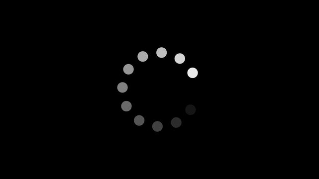 White Neon Circular Loading Dots Spinner Animation on Black Background