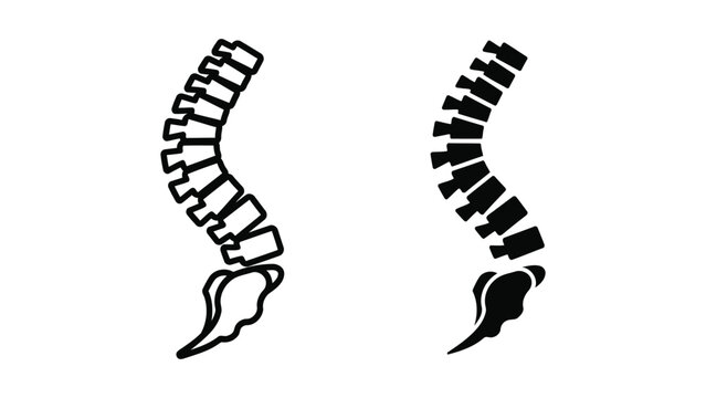 Human spine anatomy vector icon set in outline and solid style for medical health