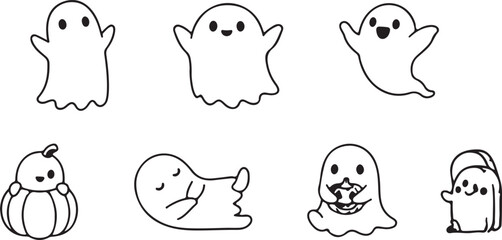 Fototapeta premium Halloween cartoon characters set