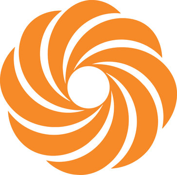 Orange spiral swirl isolated geometric flat illustration