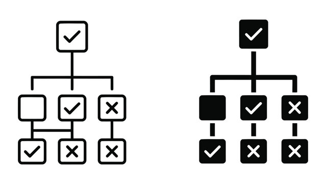 Hierarchical organization tree chart vector icon isolated on a transparent background