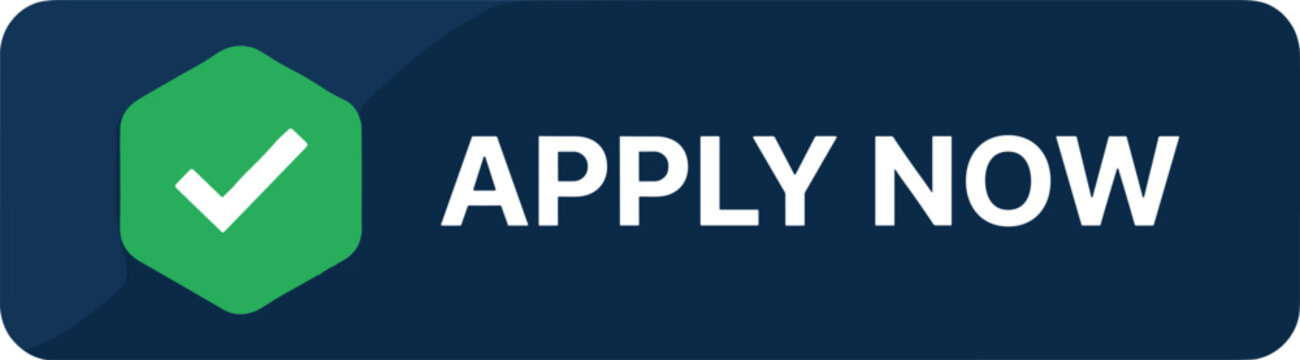 apply now dark blue call to action button with green check mark icon vector isolated element