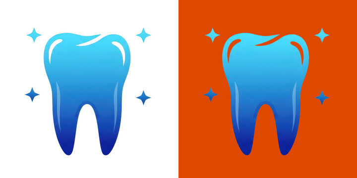 Clean healthy blue tooth icon with sparkling stars design graphic transparent png