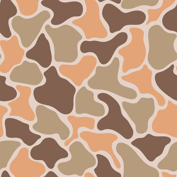 Desert Tan and Peach Old School Duck Camo Seamless Pattern Vector Texture for Sportsman Apparel and Gear
