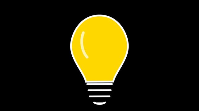 Bright yellow light bulb icon illuminating a new idea, inspiration, creativity, and problem-solving, symbolizing innovation and potential solutions for modern challenges and future development