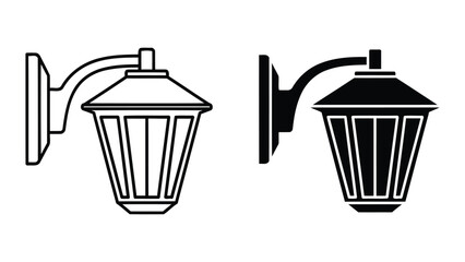 Classic wall mounted street lamp icon for outdoor lighting and urban design vector © pixel