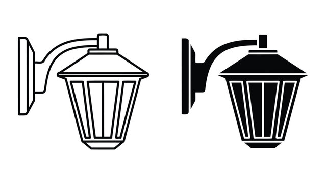 Classic wall mounted street lamp icon for outdoor lighting and urban design vector