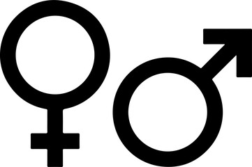 Male and female gender symbols black outline icons set with identity © bijaychandra