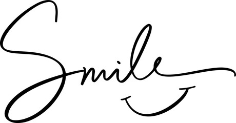 Handwritten typography script text quote smile with a smiley face icon © bijaychandra