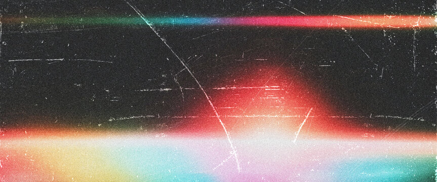 Film Grain Texture with Horizontal Rainbow Light Leak Bands