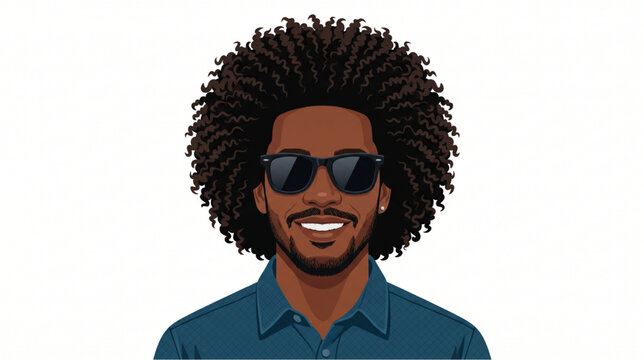 Portrait of a smiling African American man with afro and sunglasses