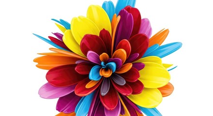 Obraz premium An explosion of colorful brushstrokes and fluid shapes forming a modern floral pattern with deep red, bright yellow, and neon blue tones, fantasy, colorful, movement