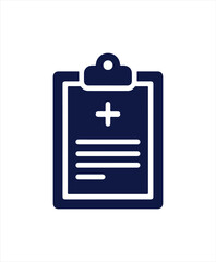 Fototapeta premium Medical clipboard icon with plus symbol and lines representing document for healthcare records and information. Healthcare Icons Vector Art