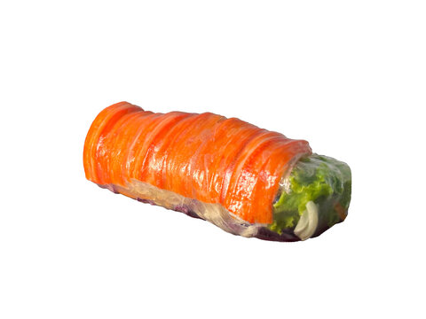 Fresh salad roll with crab sticks and vegetables ,Vietnamese Salad Rolls ,on white background, png
