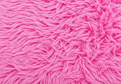 Macro view of a fluffy pink faux fur textile featuring long soft strands and a shaggy pattern perfect for abstract luxury backgrounds, surface, long, pastel