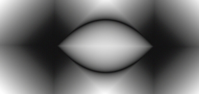 Abstract ethereal eye shape formed by gradient light and shadow in monochrome for artistic backgrounds and conceptual designs.