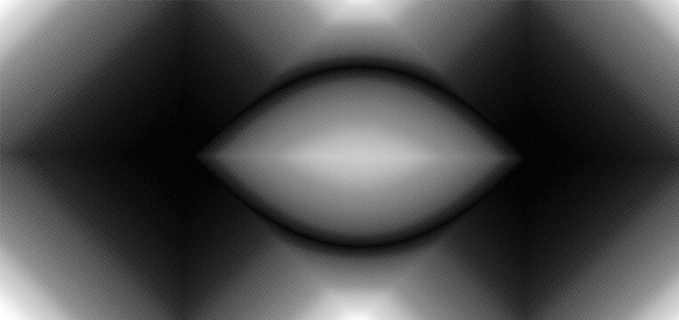 Monochrome abstract form with gradient light and dark tones resembling an eye or lens shape for artistic and modern backgrounds.