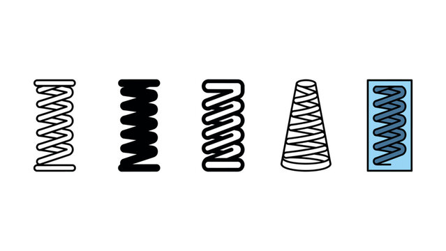 Set of diverse metal spring icons with various styles and shapes