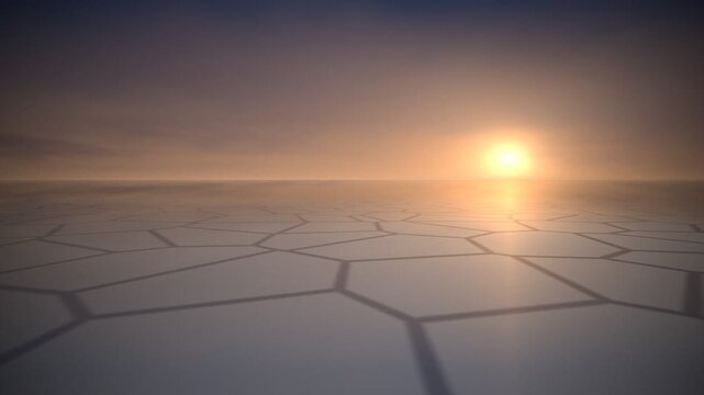 Salt Flats Mirror Water Reflection At Golden Hour Seamless Loop