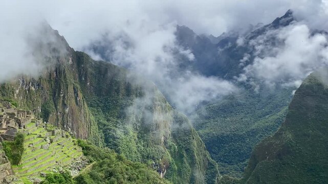 Dark clouds over the Inca ruins of Machu Picchu
Aguas Calientes, Cusco, Peru