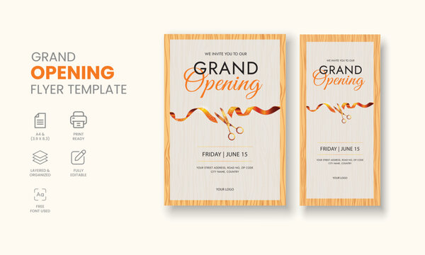 Grand Opening Flyer Template, Realistic grand Opening Invitation, Inauguration Flyer Template, Grand opening ceremony invitation flyer