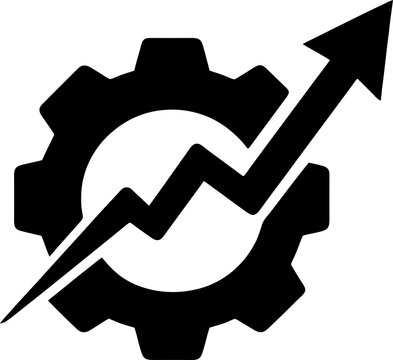 Optimization Gear With Upward Arrow Business Performance Improvement Icon
