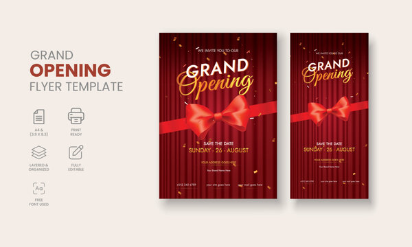 Grand Opening Flyer Template, Realistic grand Opening Invitation, Inauguration Flyer Template, Grand opening ceremony invitation flyer