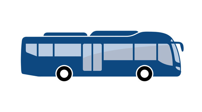 Blue public transport bus flat vector illustration