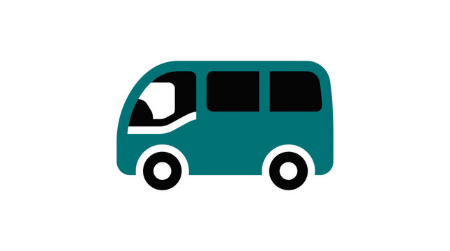 A minimalist flat design illustration of a teal passenger van.