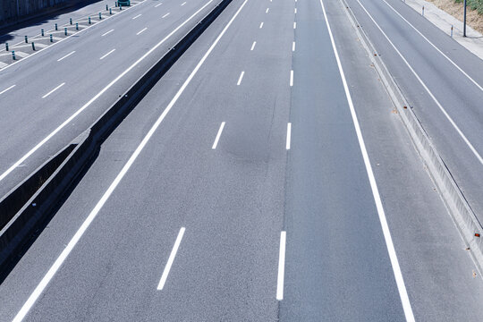 Empty highway with clear lanes during the day