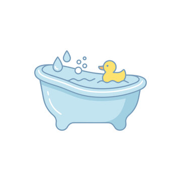 Bath tubs  clean geometric icons for parenting and healthcare use.