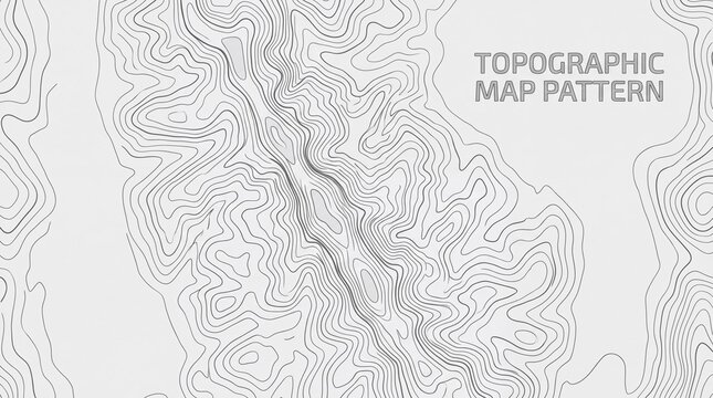 Topographic map pattern background, abstract topography line map texture, minimalist white geographic contour lines vector background