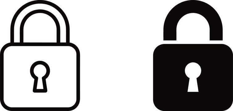 padlock icon design set with outline and filled styles. security symbol illustration for protection