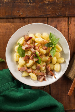 Potato Gnocchi with and bacon.