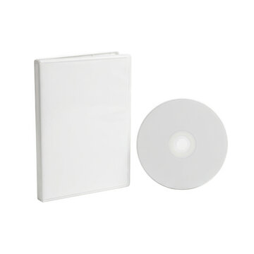 Blank white dvd case and disc isolated on transparent background