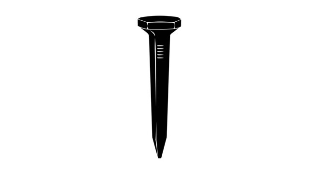 Black steel hardware nail illustration for construction and carpentry work isolated on white background