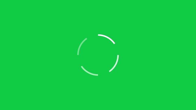 Minimal seamless looping segmented ring chase user interface animation on a green chroma key background