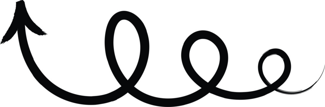 Stylish black swirly arrow design element for creative projects